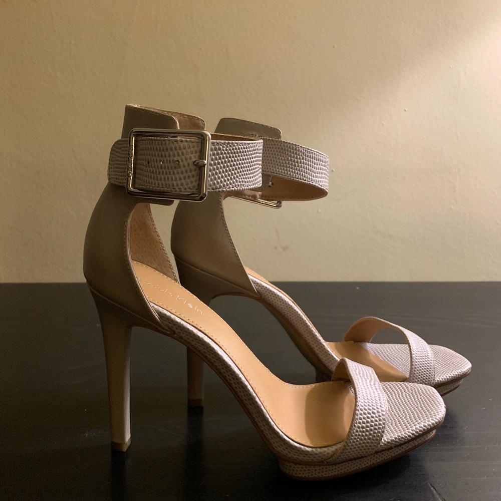 Calvin Klein Lizard Embossed Heeled Sandal